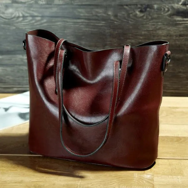 sac fourre tout cuir pu huile rouge vin