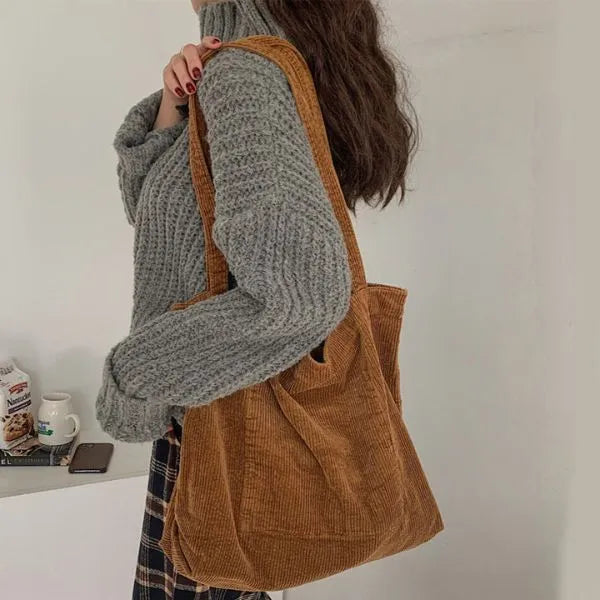 sac fourre tout velour cotele