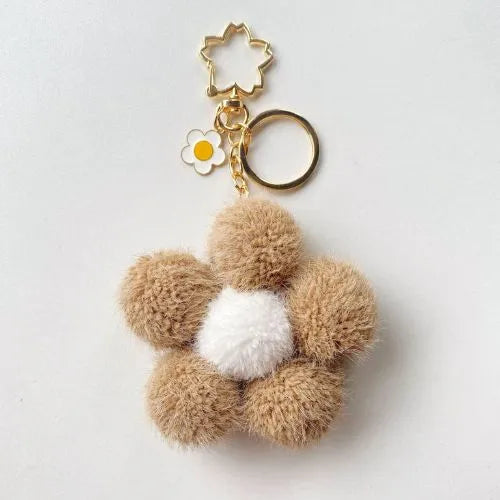 porte cle fleur beige