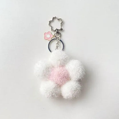 porte cle fleur blanc coeur rose