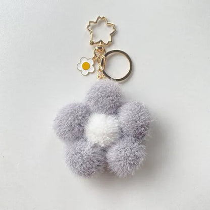 porte cle fleur gris