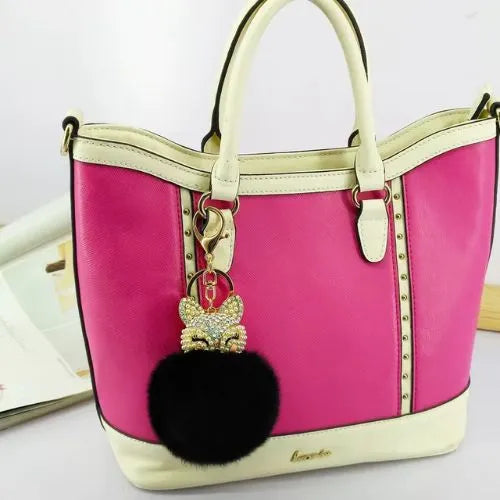 porte cle renard pompon fausse fourrure decoratif pour vos sacs