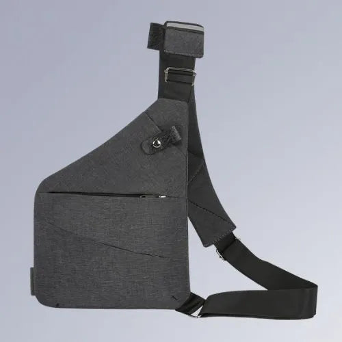 sac a bandouliere homme gris cote droit poitrine