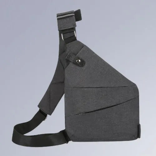 sac a bandouliere homme gris cote gauche poitrine