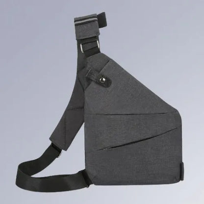 sac a bandouliere homme gris cote gauche poitrine