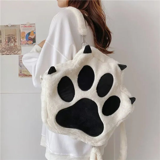 sac a dos peluche original forme patte de chat tendance