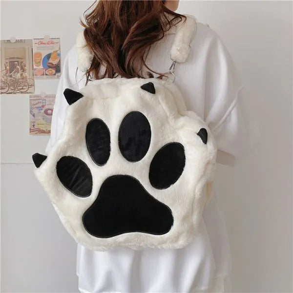 sac a dos peluche patte de chat original de grand format leger