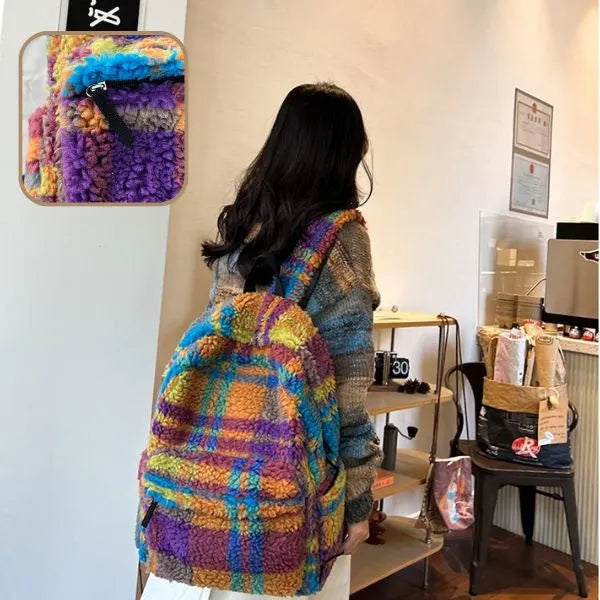 sac a dos velour peluche effet laine mouton fabrication solide et durable pour tout vos activite