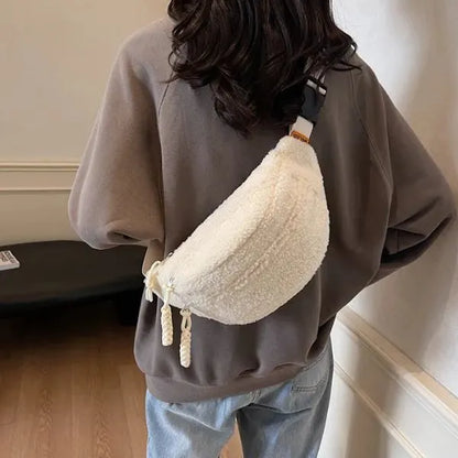sac banane effet mouton doux confortable automne hiver