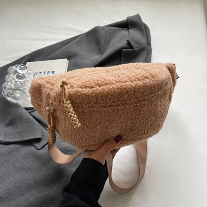sac banane effet mouton khaki