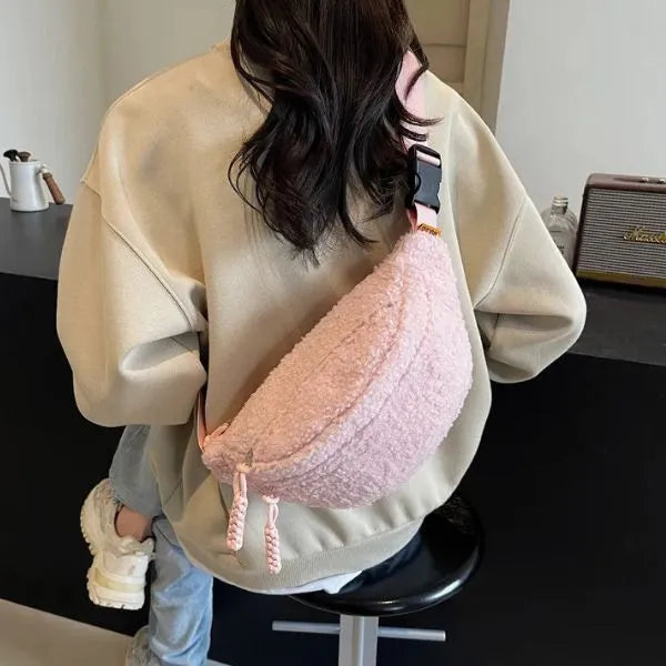 sac banane effet mouton porte en crossbody au dos