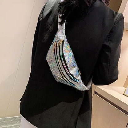 sac banane holographique porte en crossbody