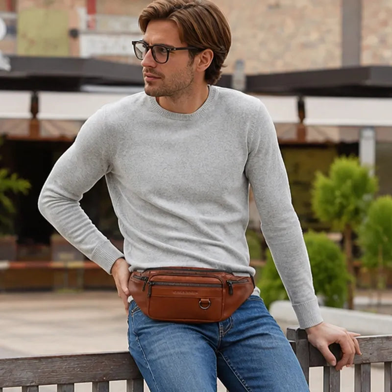 sac banane homme cuir pour main libre