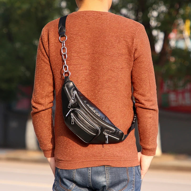 sac banane homme porter en croise vers arriere