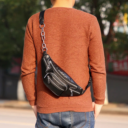 sac banane homme porter en croise vers arriere