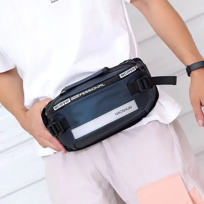 sac-banane impermeable porte a la taille bleu fonce