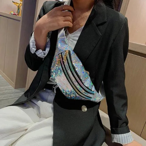 sac banane reflechissant holographique crossbody