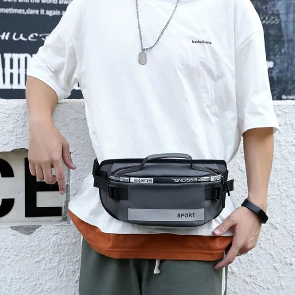 sac banane reflecteur porte tour taille gris