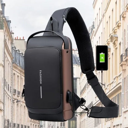 sac bandouliere antivol noir et brun