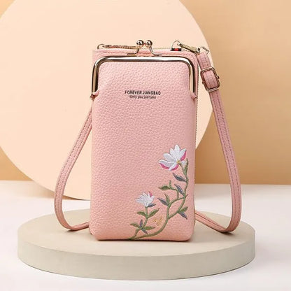sac bandouliere brode mini rose