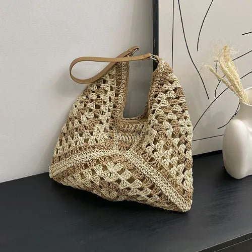 sac bandouliere paille femme caramel beige