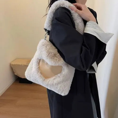 sac bandouliere peluche gris