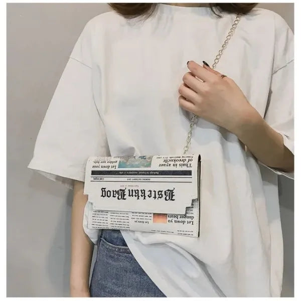 sac bandouliere pu cuir imprimer journal chaine pret a porter dans toute circonstance