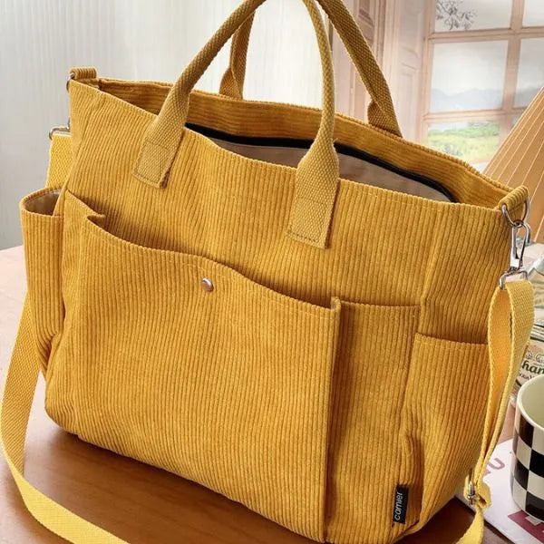 sac bandouliere type besace velours cotele jaune gingembre