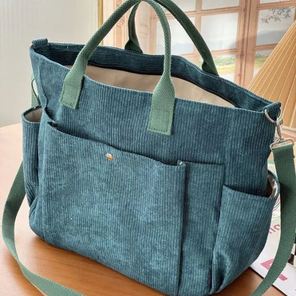 sac bandouliere type besace velours cotele vert fonce