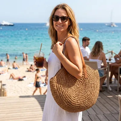sac cabas fourre-tout rattan couleur brun terreaux