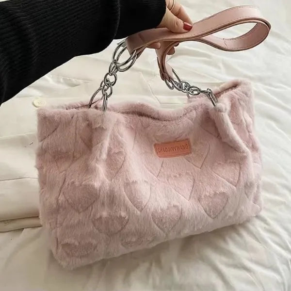 sac cabas peluche rose unique doux irresistible