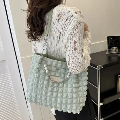 sac cabas texture chaine perle bandouliere