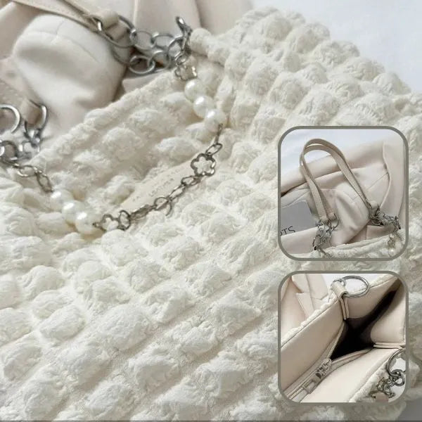 sac cabas texture chaine perle chic