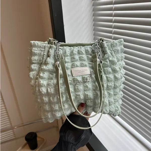sac cabas texture femme chaine vert