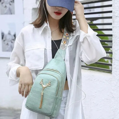sac crossbody pu cuir effet croco vert menthe