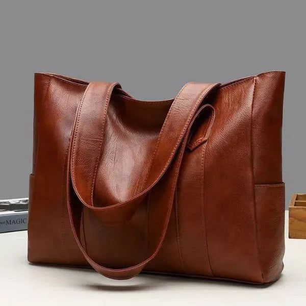 sac fourre-tout cuir pu brun