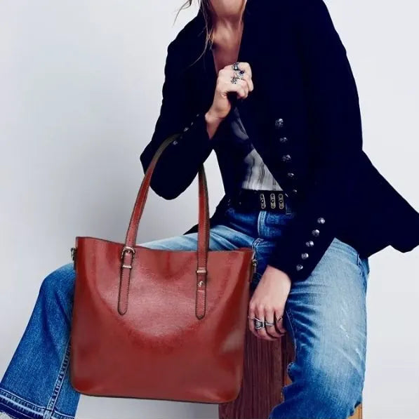 sac fourre tout cuir pu huile chic style