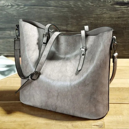 sac fourre tout cuir pu huile gris