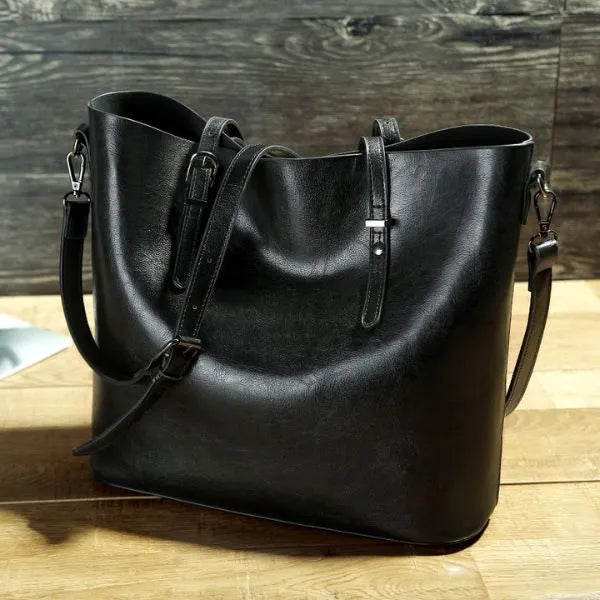 sac fourre tout cuir pu huile noir