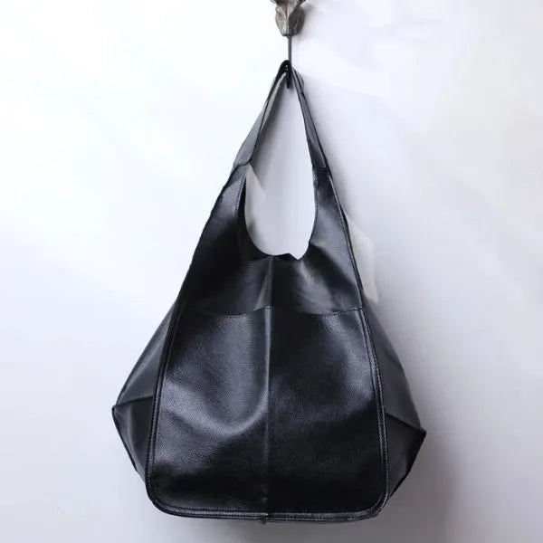 sac fourre tout cuir pu noir