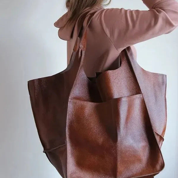 sac fourre tout cuir pu style brun