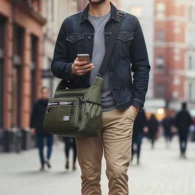 sacoche homme vert