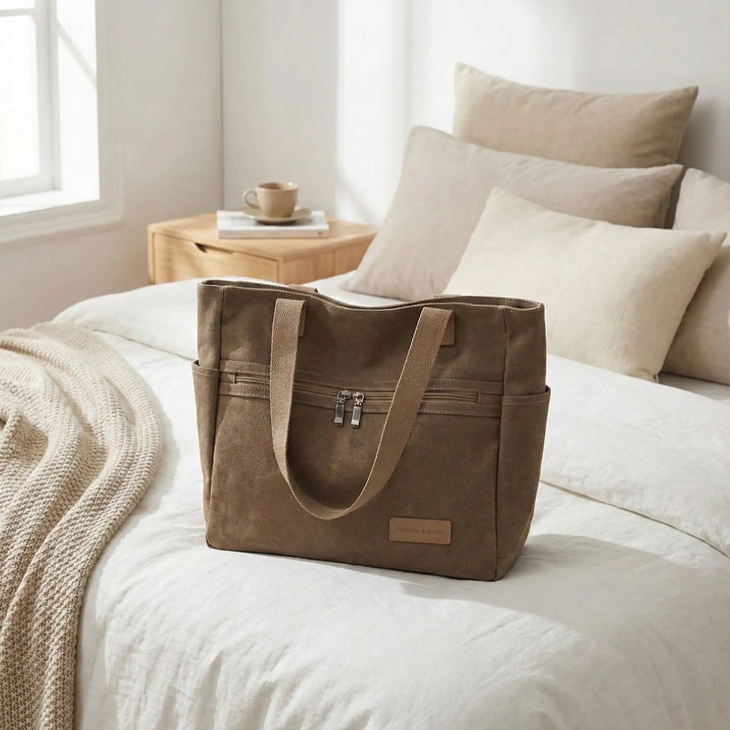 tote bag toile canvas femme couleur brun taupe