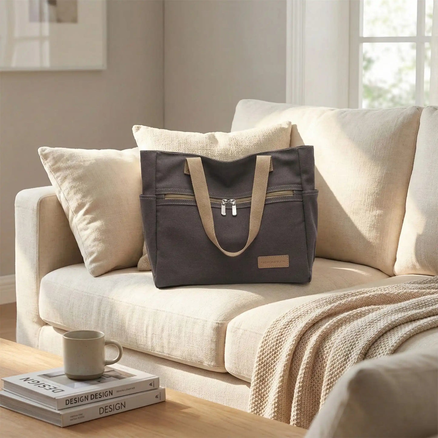 tote bag toile canvas femme couleur gris