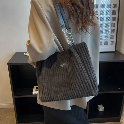 tote bag velours cotele noir